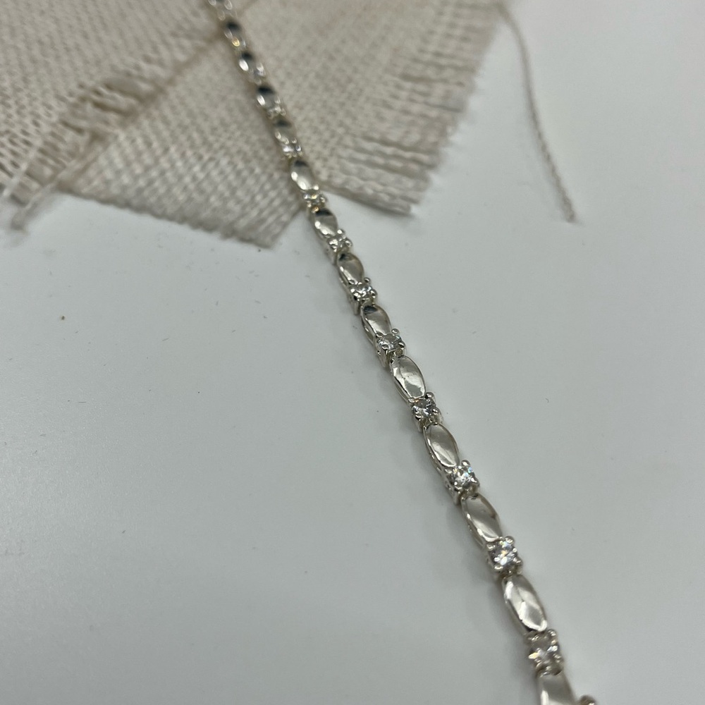 Vintage 7.5" Sterling Silver Marquise & Round Accent Bracelet - Picture 13 of 16